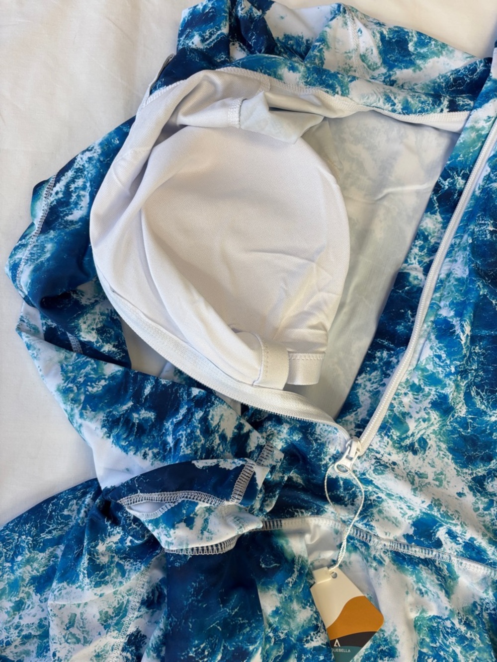💙 Uniquebella Swim Tunic 3XL Blue White Ocean Wave Zip Long Sleeve 💙 - Picture 10 of 15